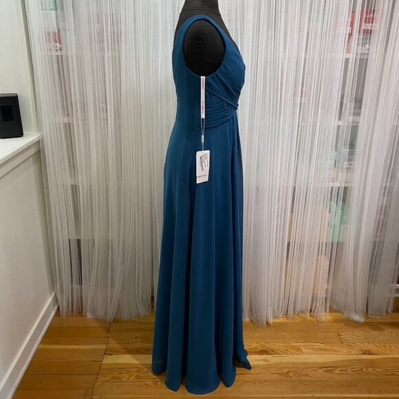 JJ's House Ink A-line V-Neck Floor-Length Chiffon Bridesmaid Dress Size 10 - Picture 9 of 16